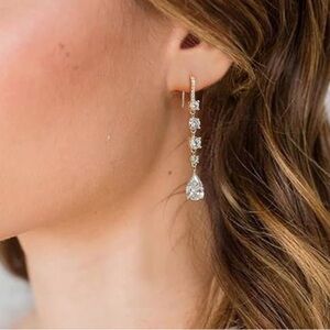 Tear drop long dangling earrings